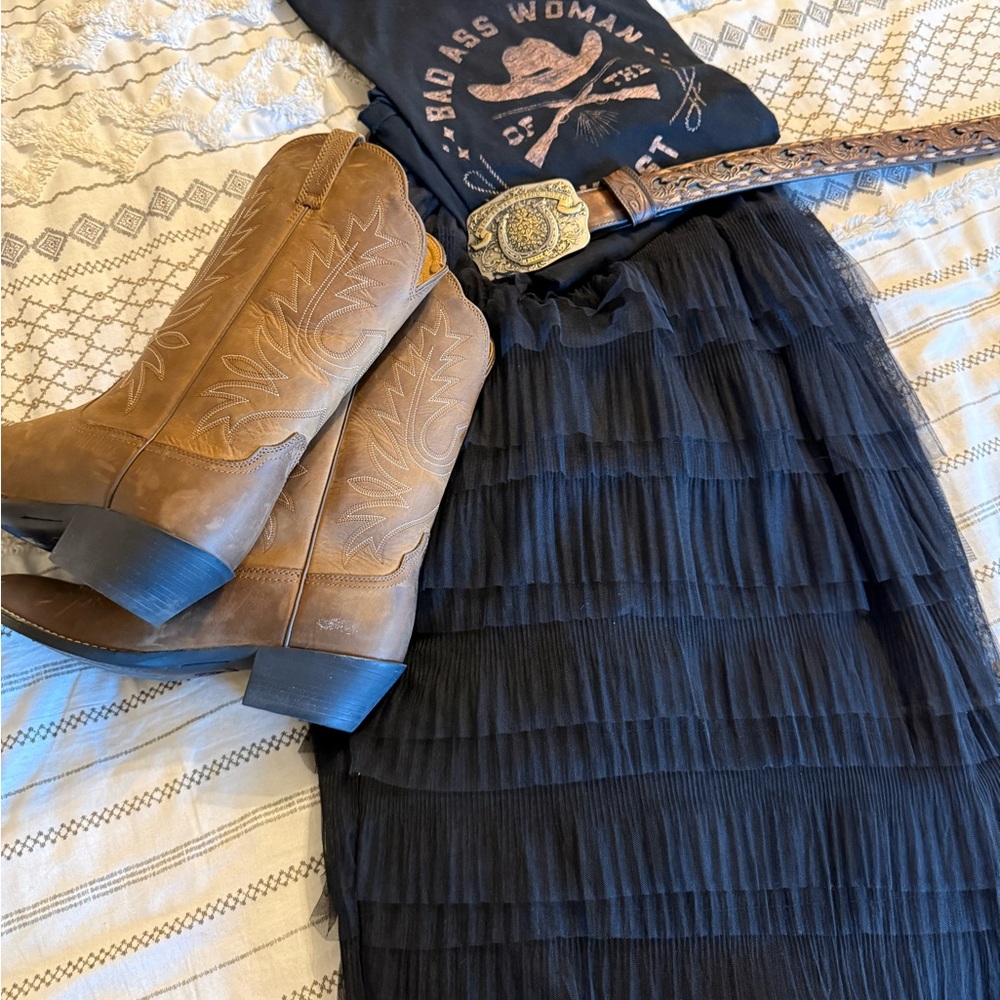 Studio West Black tired Tulle Skirt - Picture 2 of 6